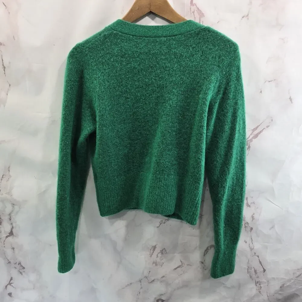 & Other Stories Sweater Womens XS Green Cardigan Dolphin Wool Mohair Kelly - Picture 5 of 12